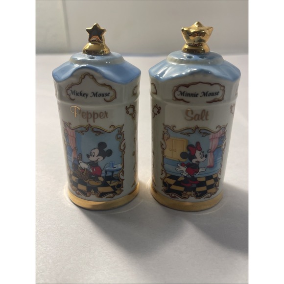 Disney Other - Disney Spice Jar Collection Mickey Salt & Minnie Pepper Jar 1997 Lenox Porcelain